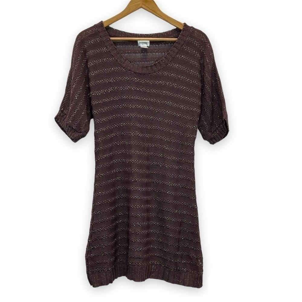𝅺MOTHERHOOD Maternity Mauve‎ Open Weave Tunic Sweater Large L